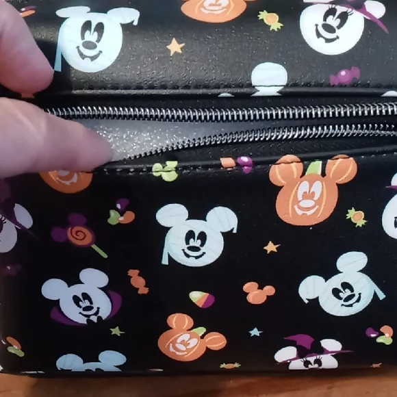 Loungefly Disney Halloween Mickey Backpack - Black, Orange, White - Picture 7 of 8